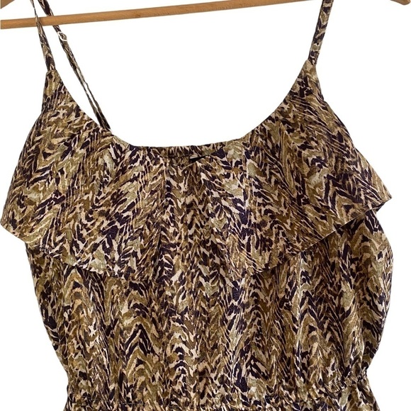 H&M Brown Patterned Sleeveless Spaghetti Strap Dress Size 8 - Picture 3 of 6